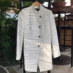 Zara cream coat with silver/black stitching